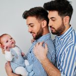 a gay couple with their son - gay parents concept