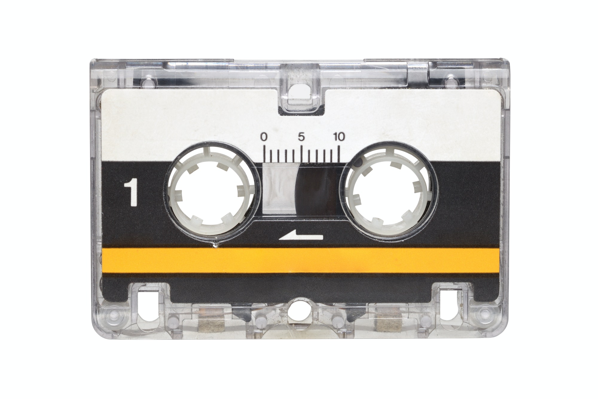Microcassette isolated on white